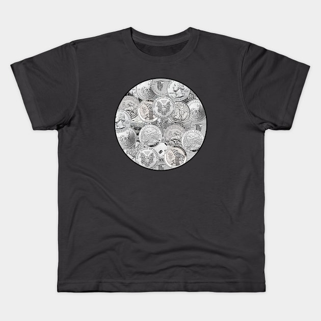 Silver Bullion Collage Design for Silver Investors Kids T-Shirt by zap